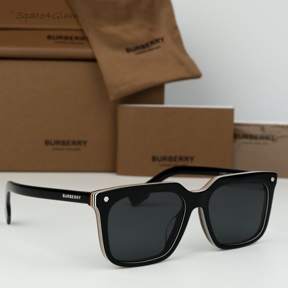 Burberry Women Sunglasses Black Grey Square BE4337F CARNABY 379887 BRAND NEW - Picture 1 of 9